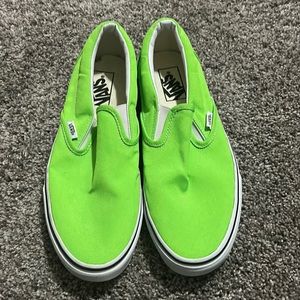 Neon green slip on vans